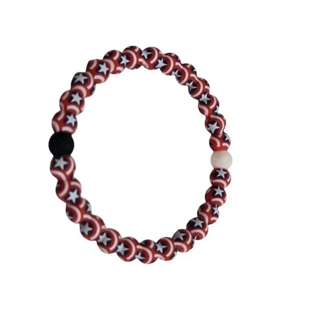 Lokai Bracelet Captain America Marvel Shield Red White Blue Silicone XL